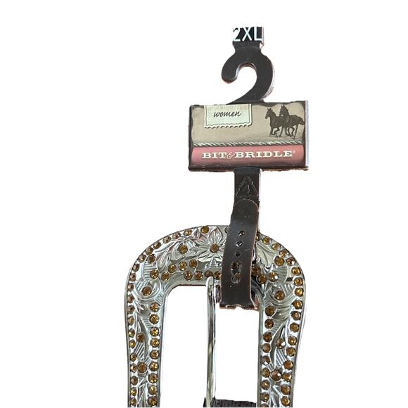 NEW Bit & Bridle Women's RHINESTONE Western Cowgirl Belt - SIZE XXL Bling Chic - Picture 5 of 8